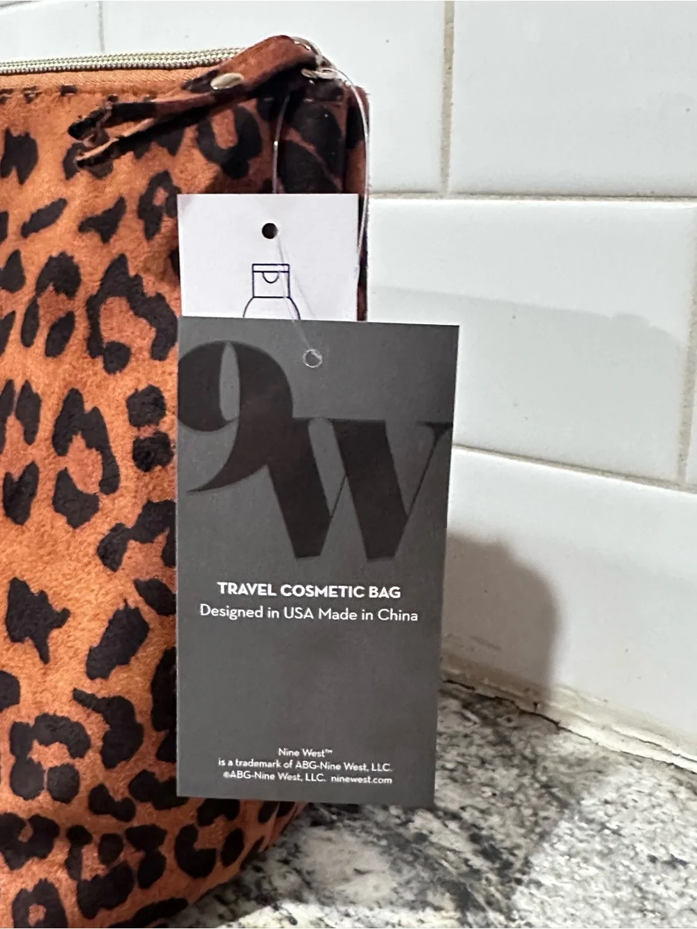Nine West Leopard Print Travel Cosmetic Makeup Bag NWT